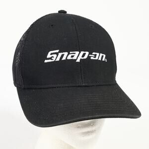 Snap-On Tools Embroidered Logo Snapback Mesh Trucker Hat Solid Black